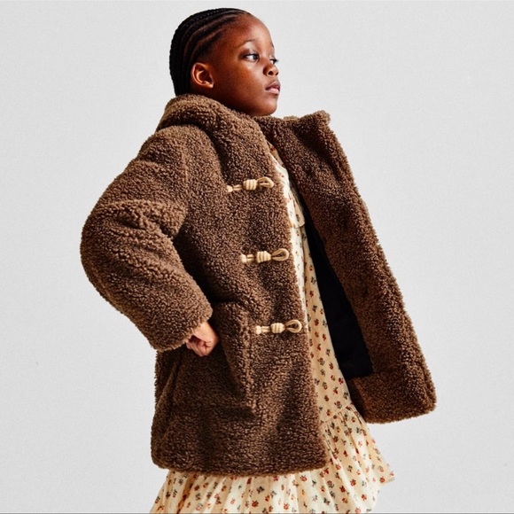 Zara Other - ZARA - EUC KIDS BROWN TEDDY COAT - SIZE 6